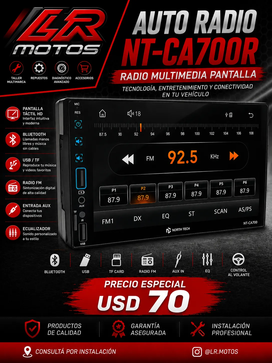 Radio para autos North tec